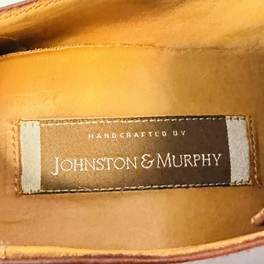 Johnston & Murphy Shoes Mens‎ 10 Burgundy Leather Moc Toe Oxford Dress Lace Up